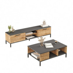 Conjunto de muebles de salón RL5-AA pino atlántico antracita Practica Hogar