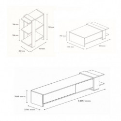 Conjunto de muebles de salón Gaye blanco nogal Practica Hogar