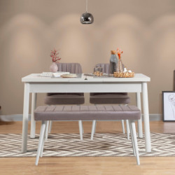 Set mesa comedor extensible y sillas (4 piezas) Santiago gris blanco Practica Hogar
