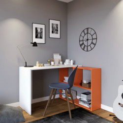 Escritorio de estudio Massası L155 naranja blanco Practica Hogar