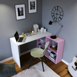Escritorio de estudio Massası L158 rosa blanco Practica Hogar