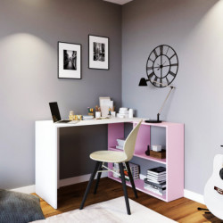 Escritorio de estudio Massası L158 rosa blanco Practica Hogar
