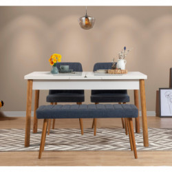 Set mesa comedor extensible y sillas (4 piezas) Santiago V2 pino atlántico azul marino Practica Hogar