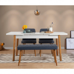 Set mesa comedor extensible y sillas (4 piezas) Santiago V2 pino atlántico azul marino Practica Hogar