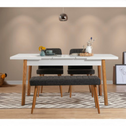 Set mesa comedor extensible y sillas (4 piezas) Santiago pino atlántico blanco antracita Practica Hogar