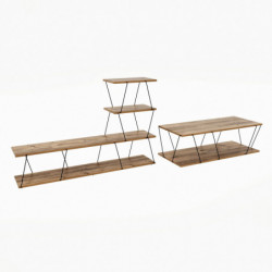 Conjunto de muebles de salón Bashak pino atlántico negro Practica Hogar
