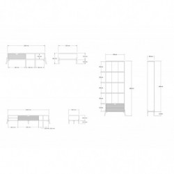 Conjunto de muebles de salón Ponuse zafiro roble blanco Practica Hogar