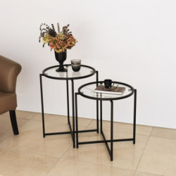 Mesa auxiliar S412 negro Practica Hogar