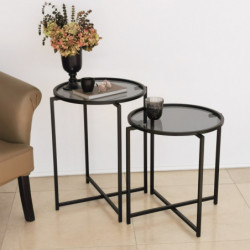 Mesa auxiliar S412F negro Practica Hogar