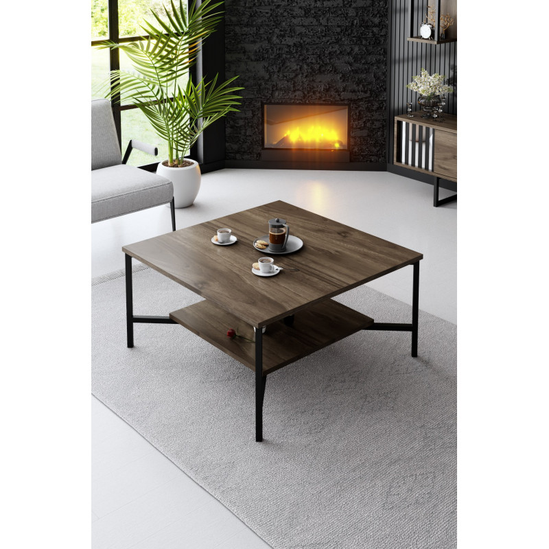 Mesa de centro Line negro nogal Practica Hogar Mesa de centro Line negro nogal Practica Hogar
