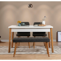 Set mesa y sillas (4 piezas) Costa Atlantic pino atlántico blanco antracita Practica Hogar