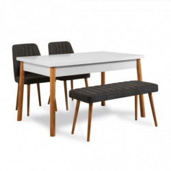 Set mesa y sillas (4 piezas) Costa Atlantic pino atlántico blanco antracita Practica Hogar