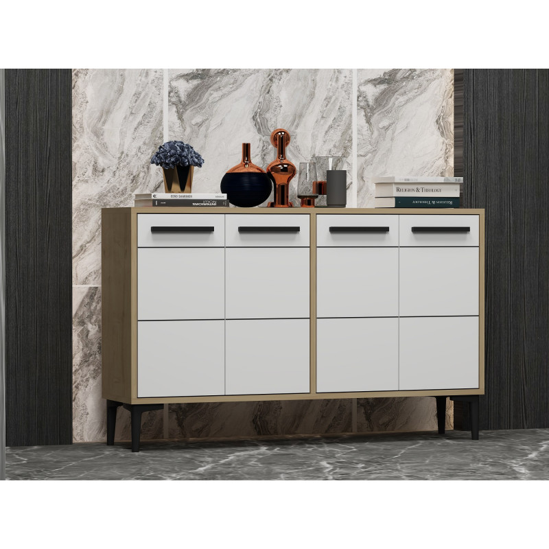 Mueble TV Stria Roble Zafiro Blanco Practica Hogar Mueble TV Stria Roble Zafiro Blanco Practica Hogar