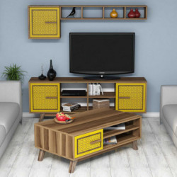 Conjunto de muebles de salón Ayla amarillo nogal Practica Hogar