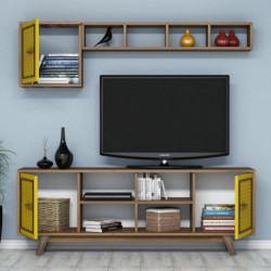 Conjunto de muebles de salón Ayla amarillo nogal Practica Hogar