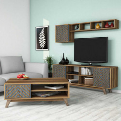 Conjunto de muebles de salón İnci azul nogal Practica Hogar