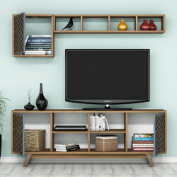 Conjunto de muebles de salón İnci azul nogal Practica Hogar
