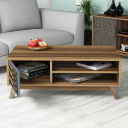 Conjunto de muebles de salón İnci azul nogal Practica Hogar