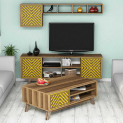 Conjunto de muebles de salón İnci amarillo nogal Practica Hogar
