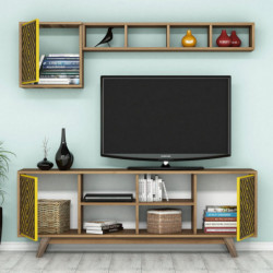 Conjunto de muebles de salón İnci amarillo nogal Practica Hogar