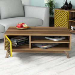 Conjunto de muebles de salón İnci amarillo nogal Practica Hogar