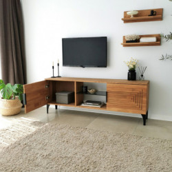 Mueble TV con estante Joanne roble Practica Hogar