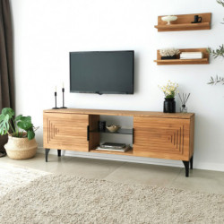 Mueble TV con estante Joanne roble Practica Hogar