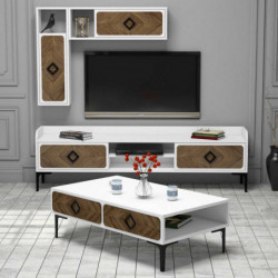 Conjunto de muebles de salón Samba nogal blanco Practica Hogar