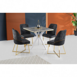 Mesa comedor Kare İkon-1432 dorado blanco gris Practica Hogar