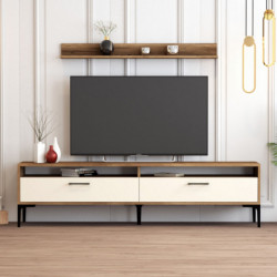 Mueble TV con estante istanbul crema nogal Practica Hogar