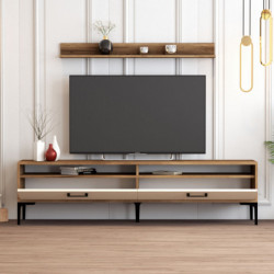 Mueble TV con estante istanbul crema nogal Practica Hogar