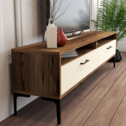 Mueble TV con estante istanbul crema nogal Practica Hogar