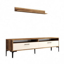 Mueble TV con estante istanbul crema nogal Practica Hogar