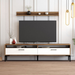 Mueble TV con estante istanbul blanco nogal Practica Hogar