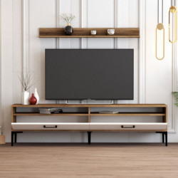 Mueble TV con estante istanbul blanco nogal Practica Hogar
