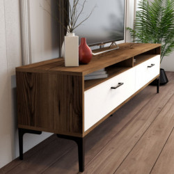 Mueble TV con estante istanbul blanco nogal Practica Hogar