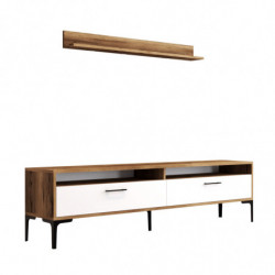 Mueble TV con estante istanbul blanco nogal Practica Hogar