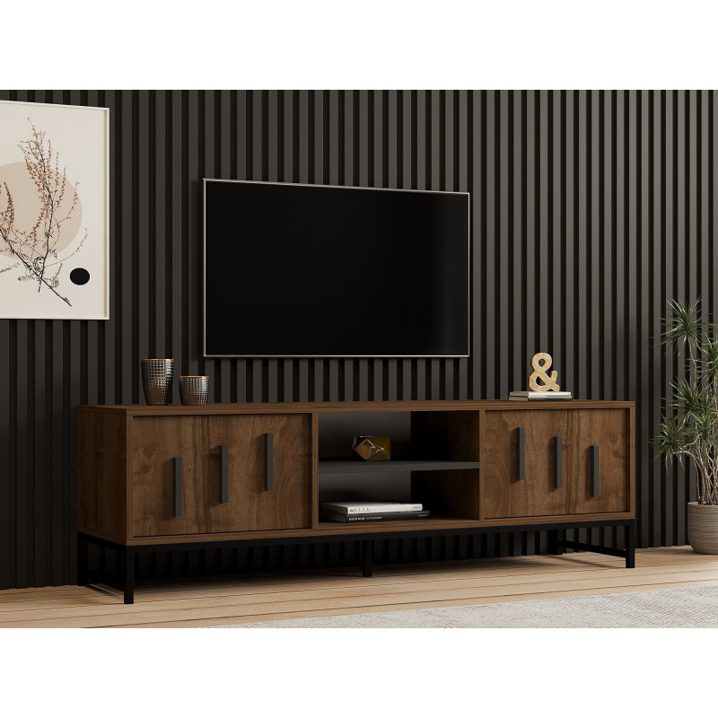 Mueble TV Shap nogal Practica Hogar Mueble TV Shap nogal Practica Hogar