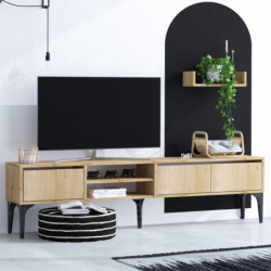 Mueble TV con estante Titan-DEC0026 zafiro roble negro Practica Hogar
