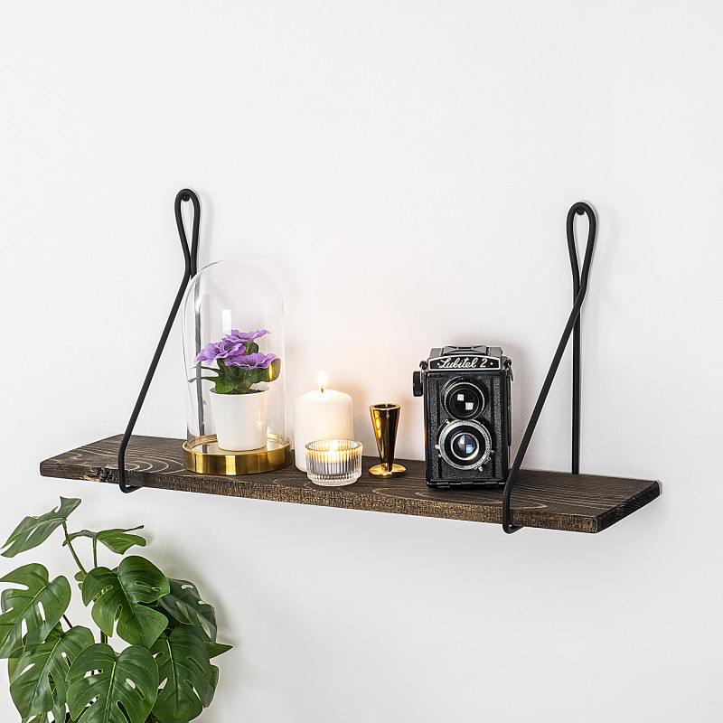 Estante de pared Amaryllis nogal oscuro negro Practica Hogar Estante de pared Amaryllis nogal oscuro negro Practica Hogar