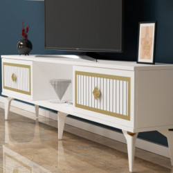 Mueble TV Nil Blanco Oro Practica Hogar