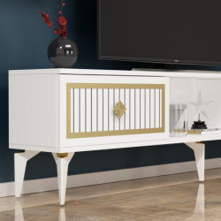 Mueble TV Nil Blanco Oro Practica Hogar