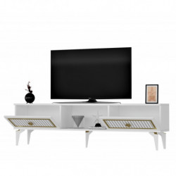 Mueble TV Nil Blanco Oro Practica Hogar