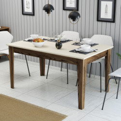 Mesa comedor Milan 517 crema nogal Practica Hogar