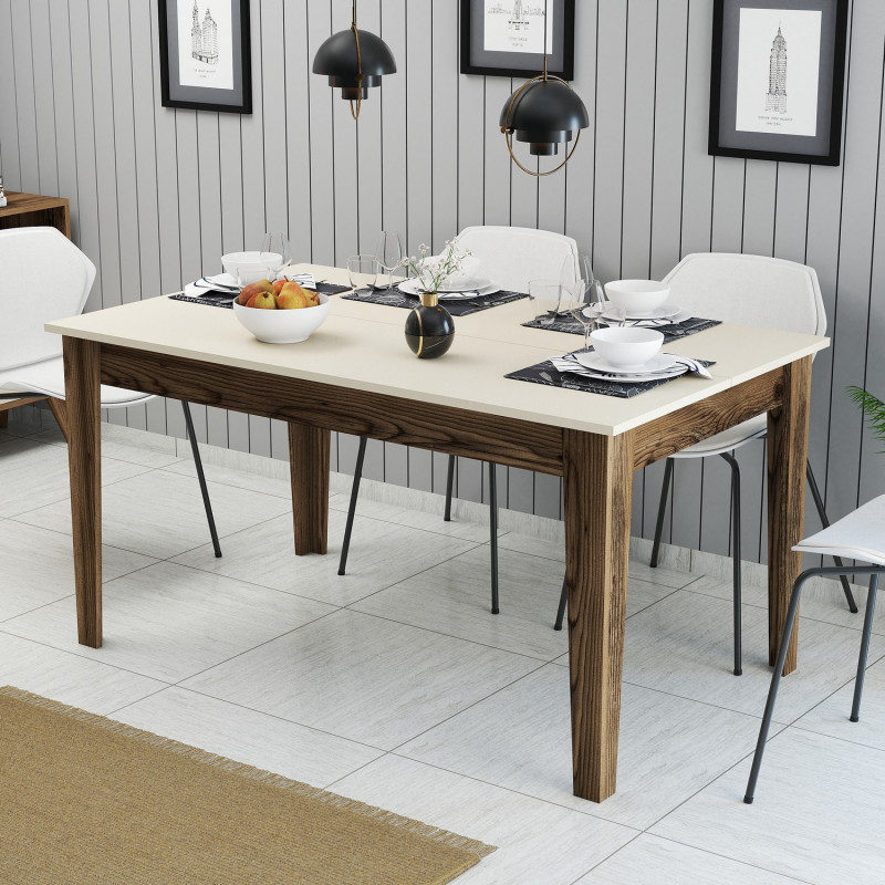 Mesa comedor Milan 517 crema nogal Practica Hogar Mesa comedor Milan 517 crema nogal Practica Hogar