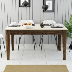 Mesa comedor Milan 517 crema nogal Practica Hogar