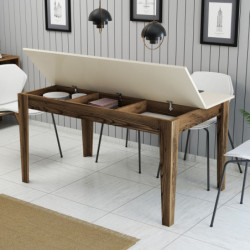 Mesa comedor Milan 517 crema nogal Practica Hogar