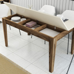 Mesa comedor Milan 517 crema nogal Practica Hogar