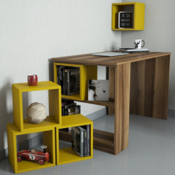Escritorio de estudio Box amarillo nogal Practica Hogar