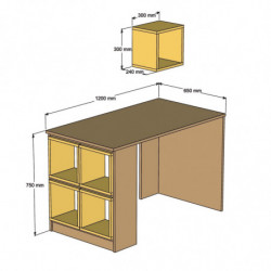 Escritorio de estudio Box amarillo nogal Practica Hogar
